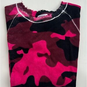 MinnieRose Girls Pink Camo cotton sweater - size 12